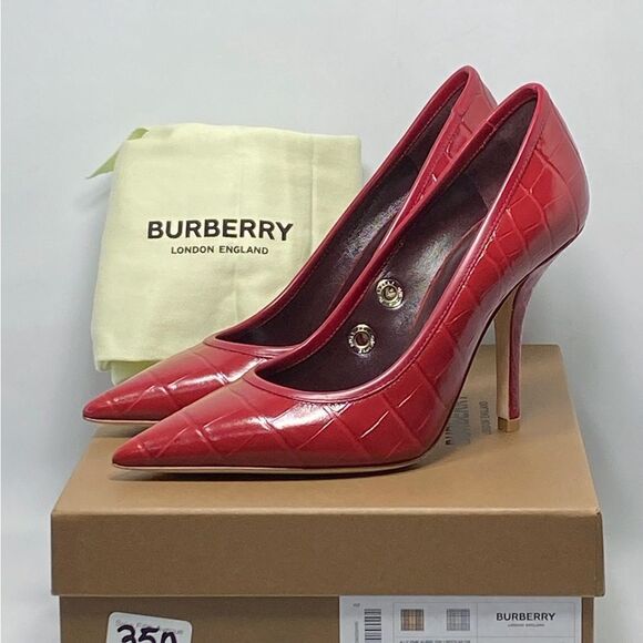 Burberry Aubri 100 Croc-Embossed Leather Pumps size 37 - Picture 13 of 15